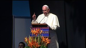 El papa Francisco durante su discurso ante los movimientos sociales en Santa Cruz, Bolivia.