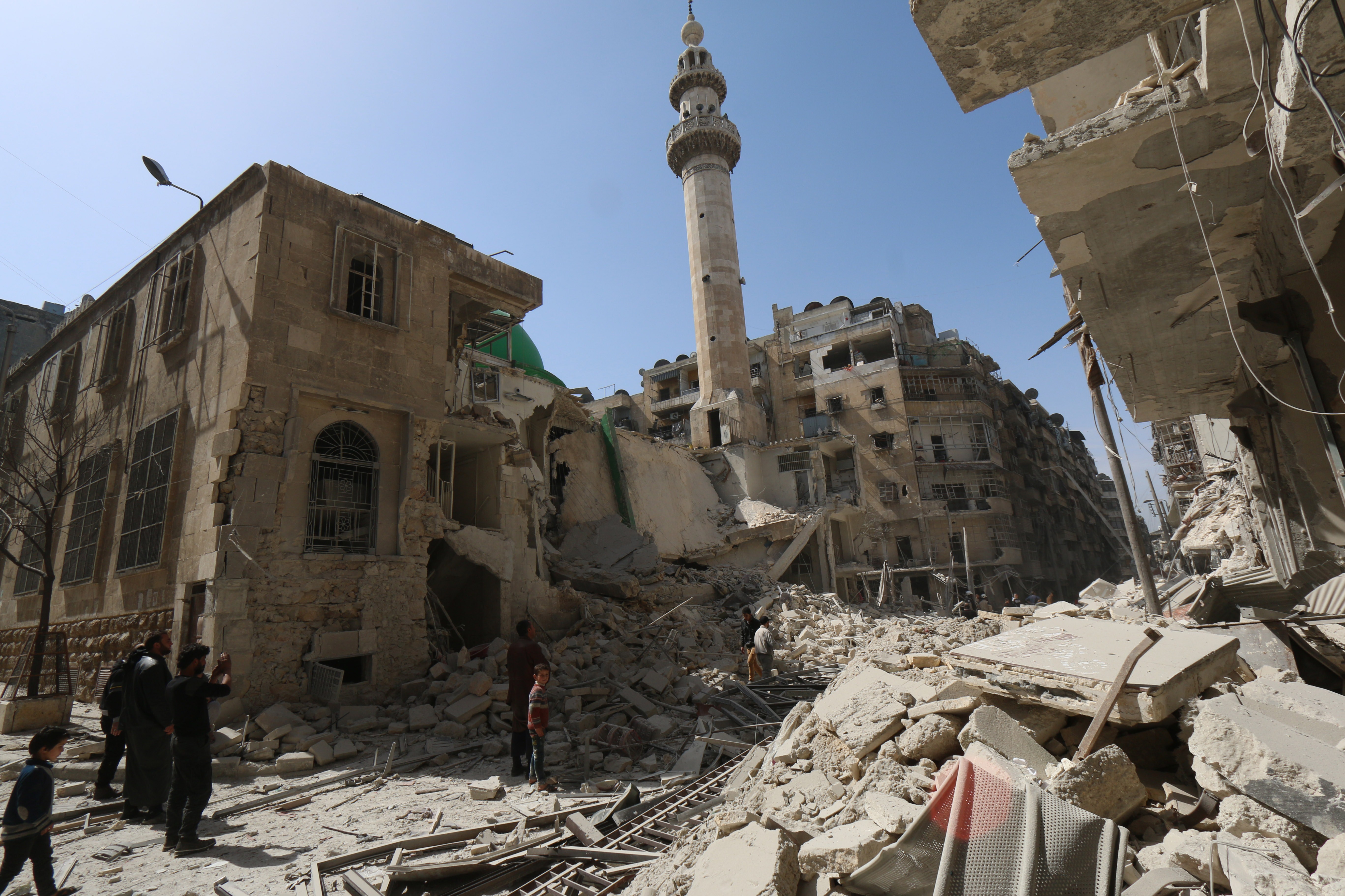 Alepo, Siria, destruída por la guerra civil que completa ya 5 años. (Crédito:ZEIN AL-RIFAI/AFP/Getty Images)