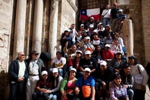 El 24 de febrero de 2011 los 33 mineros chilenos visitaron Tierra Santa como invitados especiales del ministerio de Turismo de Israel. (Crédito: Uriel Sinai/Getty Images)