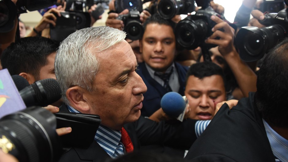 Guatemalan former President Otto Perez arrives at the Tribunal of Justice in Guatemala city on September 3, 2015. Embattled Guatemalan President Otto Perez resigned Thursday after a judge issued a warrant for his arrest to face corruption charges, upending the political landscape three days ahead of general elections. AFP PHOTO / Johan ORDONEZ (Photo credit should read JOHAN ORDONEZ/AFP/Getty Images)