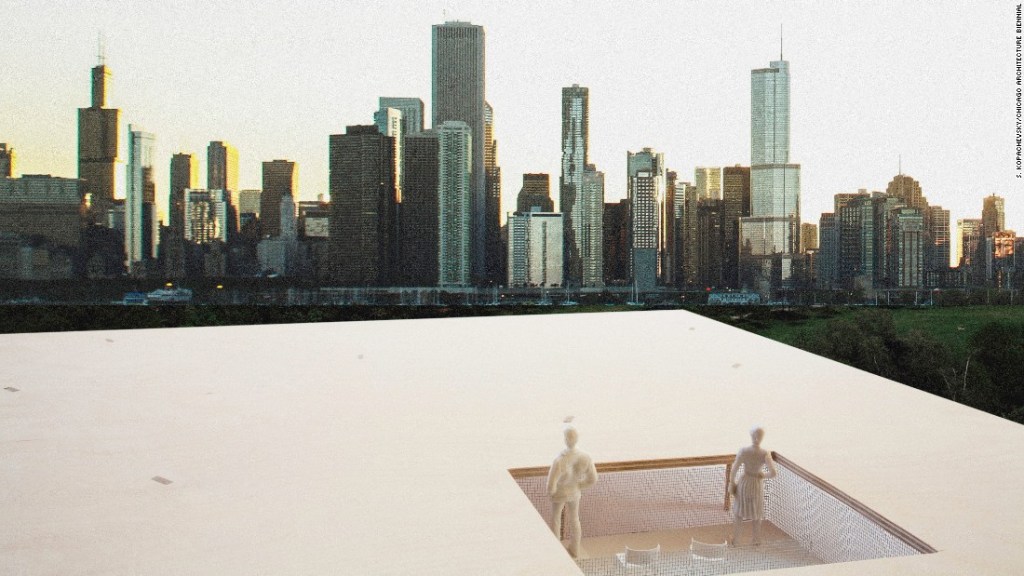 La Bienal de Arquitectura de Chicago también preparó el concurso Lakefront Kiosk, el cual invitó a los arquitectos para diseñar un quiosco a lo largo de la ribera. Se anunció que los ganadores fueron Ultramoderne Architects. (Crédito: S. Kopachevsky/Bienal de Arquitectura de Chicago) 