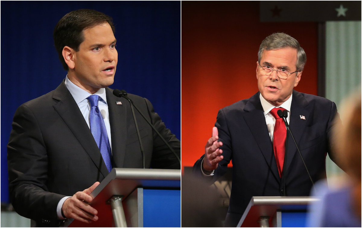 Marco Rubio y Jeb Bush (Crédito:Scott Olson/Getty Images)