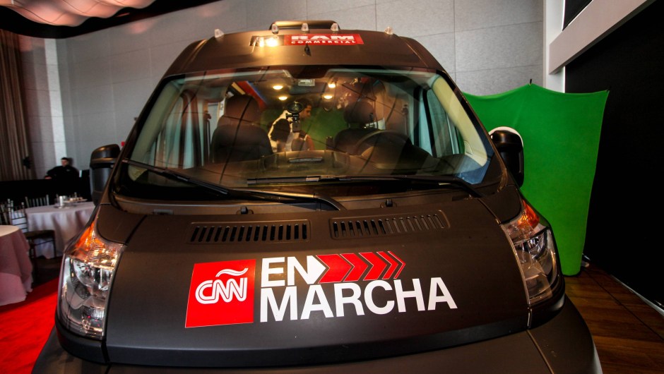 Una de las camionetas RAM Promaster de CNN en Marcha fue presentada durante el upfront de CNN en Español el 16 de mayo en Nueva York. Crédito: Donald Bowers .