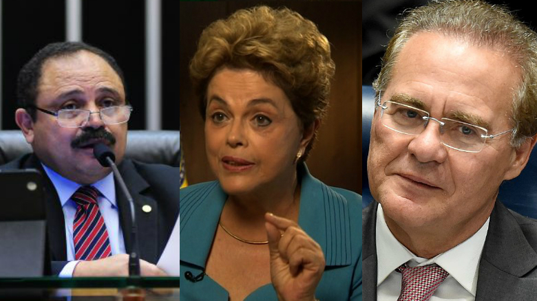 Waldir Maranhão, presidente interino de la Cámara; Dilma Rousseff, presidenta de Brasil y Renan Calheiros, presidente del Senado. (Crédito: Getty Images/CNN) 