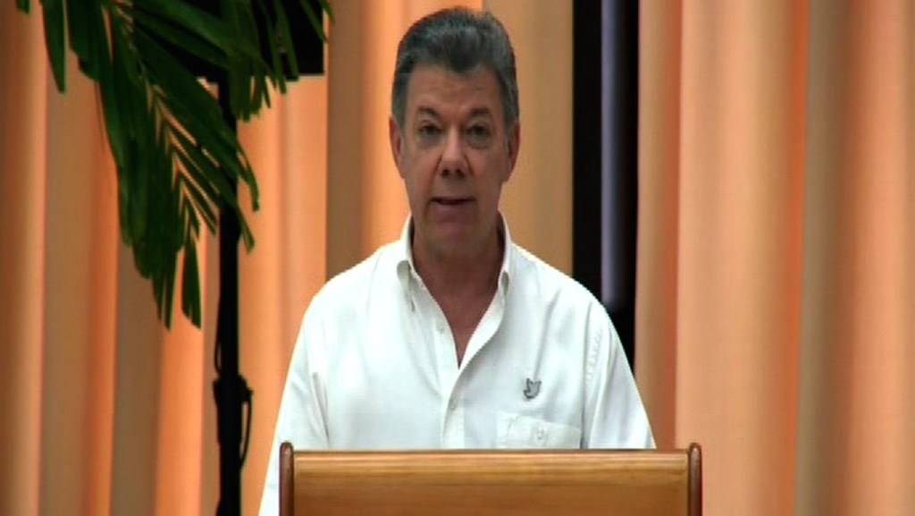 El presidente Juan Manuel Santos durante su discurso.