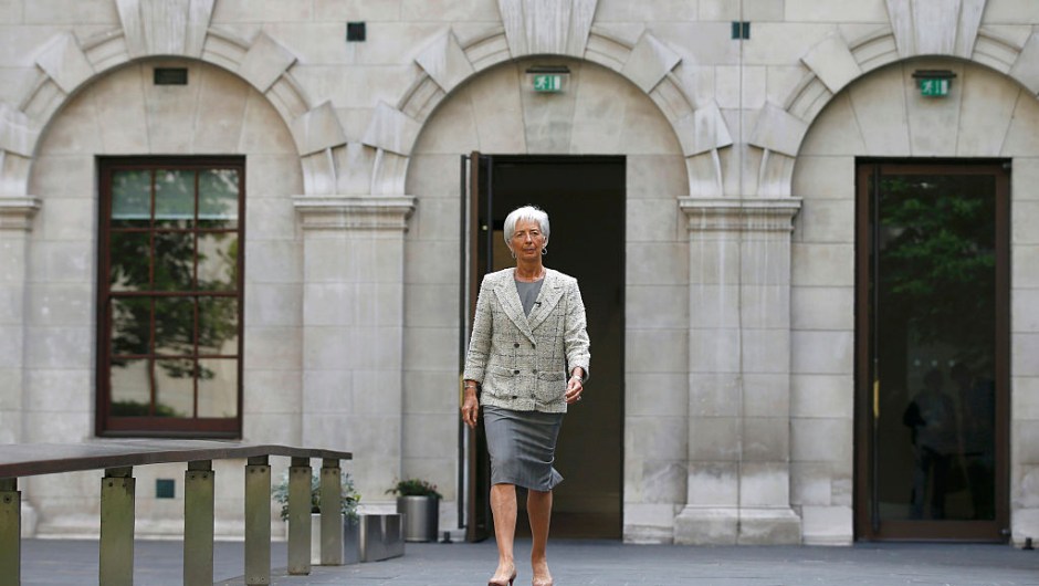 International Monetary Fund (IMF) Managing Director Christine Lagarde arrives at the Treasury Office in central London on May 13, 2016, ahead of a press conference with British Chancellor of the Exchequer George Osborne. The International Monetary Fund warned Friday that Britain's potential exit from the European Union would weigh on economic activity and spark markets volatility. Lagarde, unveiling the global lender's latest health check on the British economy just six weeks before Britain votes on whether to remain in the EU, added that Brexit could push the country into recession, echoing comments from Bank of England (BoE) chief Mark Carney. / AFP / POOL / PETER NICHOLLS (Photo credit should read PETER NICHOLLS/AFP/Getty Images)