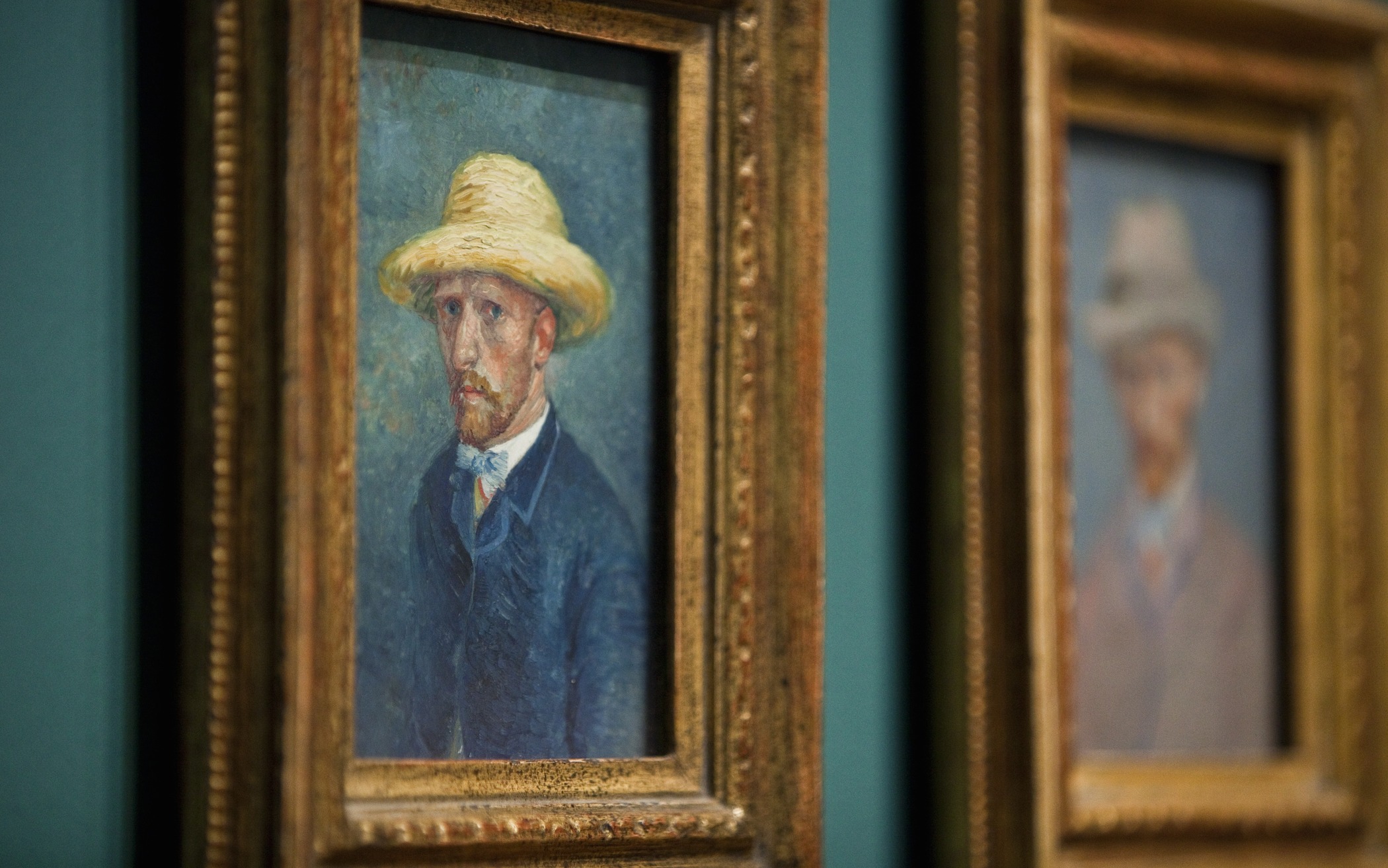 Paintings of dutch painter Vincent van Gogh are hung in the Van Gogh Museum in Amsterdam The Netherlands June 21th 2011.  The museum discovered a painting of Theo van Gogh, the brother of Vincent van Gogh. After new research the museum thinks that a selfportrait of Van Gogh from 1887 (L) is a portrait of his brother. The new exhibition Van Gogh in Antwerpen and Paris in the Van Gogh museum opens for the public on June 22. AFP PHOTO / ANP / ILVY NJIOKIKTJIEN ***netherlands out - belgium out*** (Photo credit should read Ilvy Njiokiktjien/AFP/Getty Images)