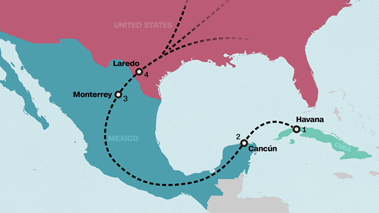 La ruta usada por los traficantes que llevaron a EE.UU. a Leonys Martín Tápanes y otros cuatro jugadores.