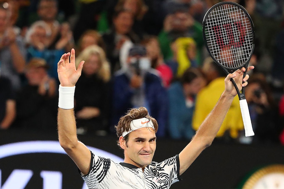 Roger Federer celebra en Australia (Scott Barbour/Getty Images)