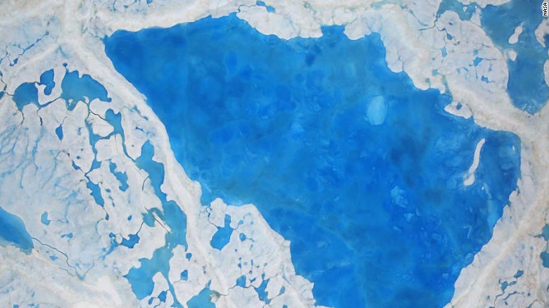 Cada vez son más comunes los pozos de deshielo en el Océano Ártico. 
