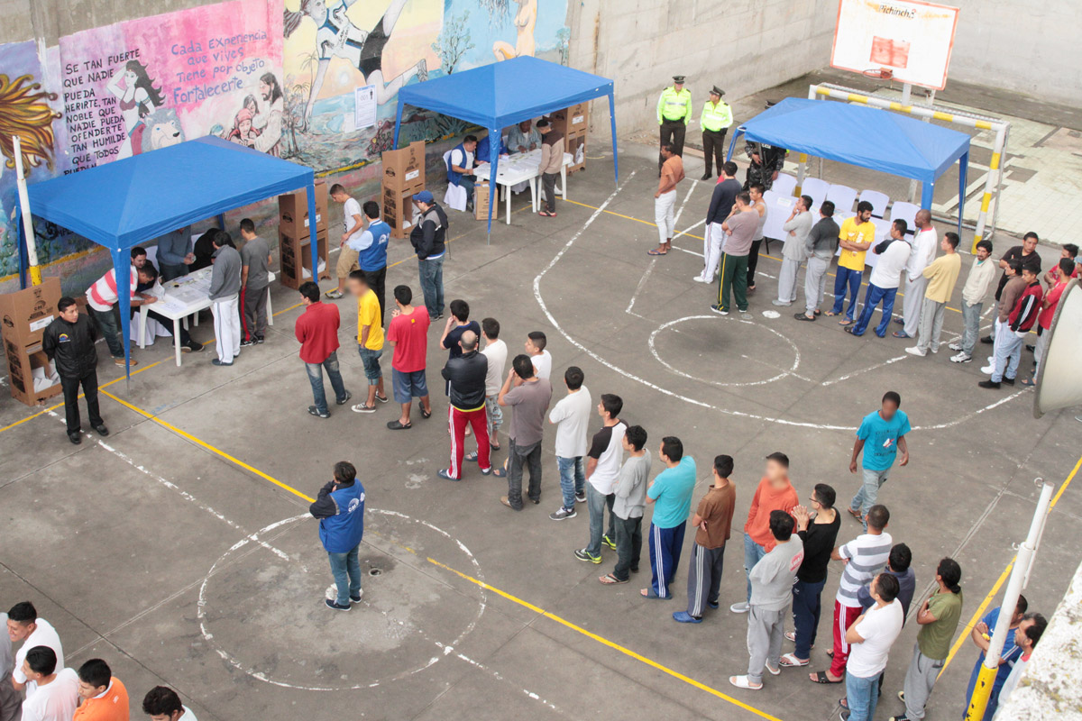 Jornada de votación en Centro de Detención en Quito (Crédito: Ministerio de Justicia Ecuador)