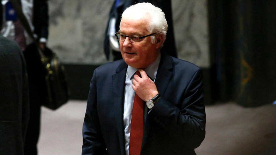 Russian Ambassador to the UN Vitaly Churkin leaves from the UN Security Council after a vote on a Russian-Turkish peace plan for Syria, on December 31, 2016, at UN Headquarters in New York. The Security Council unanimously approved the resolution. / AFP / KENA BETANCUR (Photo credit should read KENA BETANCUR/AFP/Getty Images)