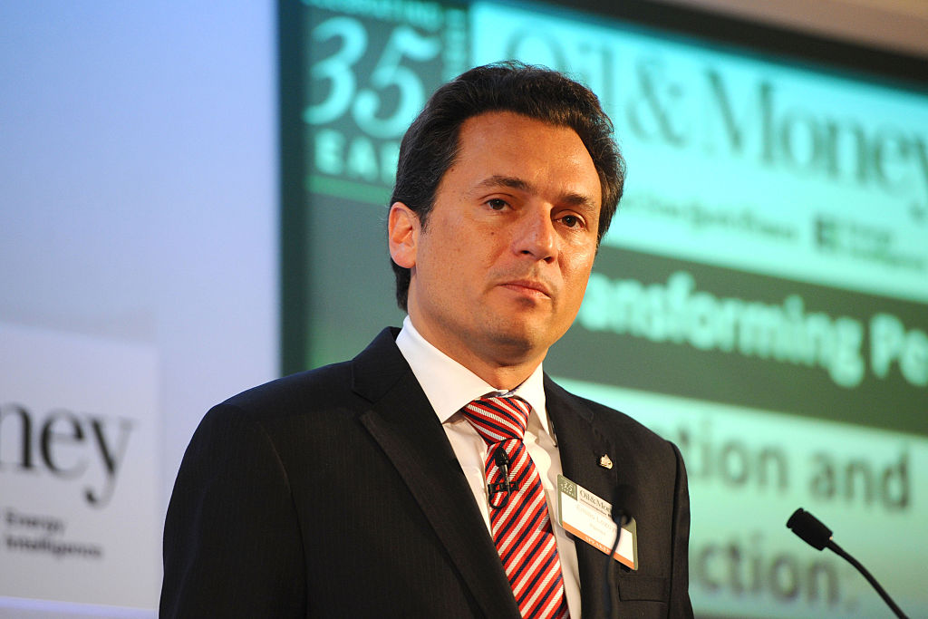 LONDON, ENGLAND - OCTOBER 30: Emilio Lozoya Austin CEO of Pemex, appears on stage during the INYT/Energy Intelligence Oil & Money Conference - Day 2 on October 30, 2014 in London, England. (Photo by Anthony Harvey/Getty Images for The New York Times)