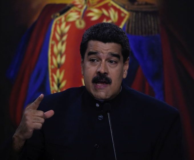 Venezuelan President Nicolas Maduro offers a press conference at the Miraflores presidential palace in Caracas on August 22, 2017. Chile said Tuesday it has granted diplomatic asylum to five Venezuelans who took refuge in its embassy in Caracas, amid political turmoil as Maduro moves to consolidate power. The five were among a group of 33 jurists who had been named to the Venezuelan Supreme Court by the opposition-controlled National Assembly on July 31 in defiance of the government. / AFP PHOTO / Juan BARRETO (Photo credit should read JUAN BARRETO/AFP/Getty Images)
