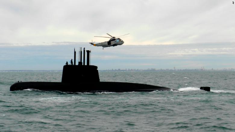 On this 2013 file picture released by Argentina Navy, the ARA San Juan, a German-built diesel-electric vessel, near in Buenos Aires , Argentina. Argentina's navy said Friday it has lost contact with a submarine off the country's southern coast. The navy's Twitter feed said that communications were lost 48 hours ago with at least 40 people aboard. (AP Photo/HO Argentina Navy )