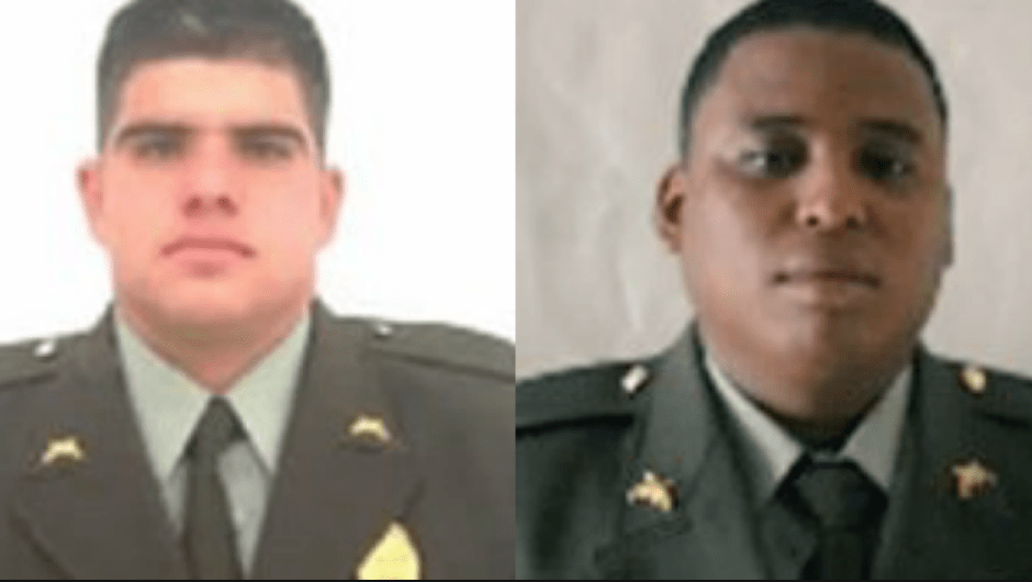 patrulleros Jorge Andrés Quintero García y Jhoan Sebastián Rodríguez Barbosa, asesinados en Colombia