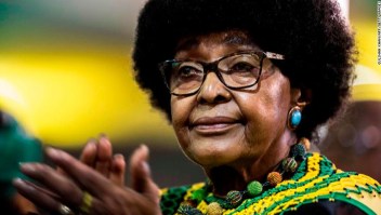 Winnie Mandela, former wife of former president Nelson Mandela, attends the last day of the NASREC Expo Centre in Johannesburg on December 20, 2017, during the African National Congress (ANC) 54th National Conference. / AFP PHOTO / GULSHAN KHAN (Photo credit should read GULSHAN KHAN/AFP/Getty Images)