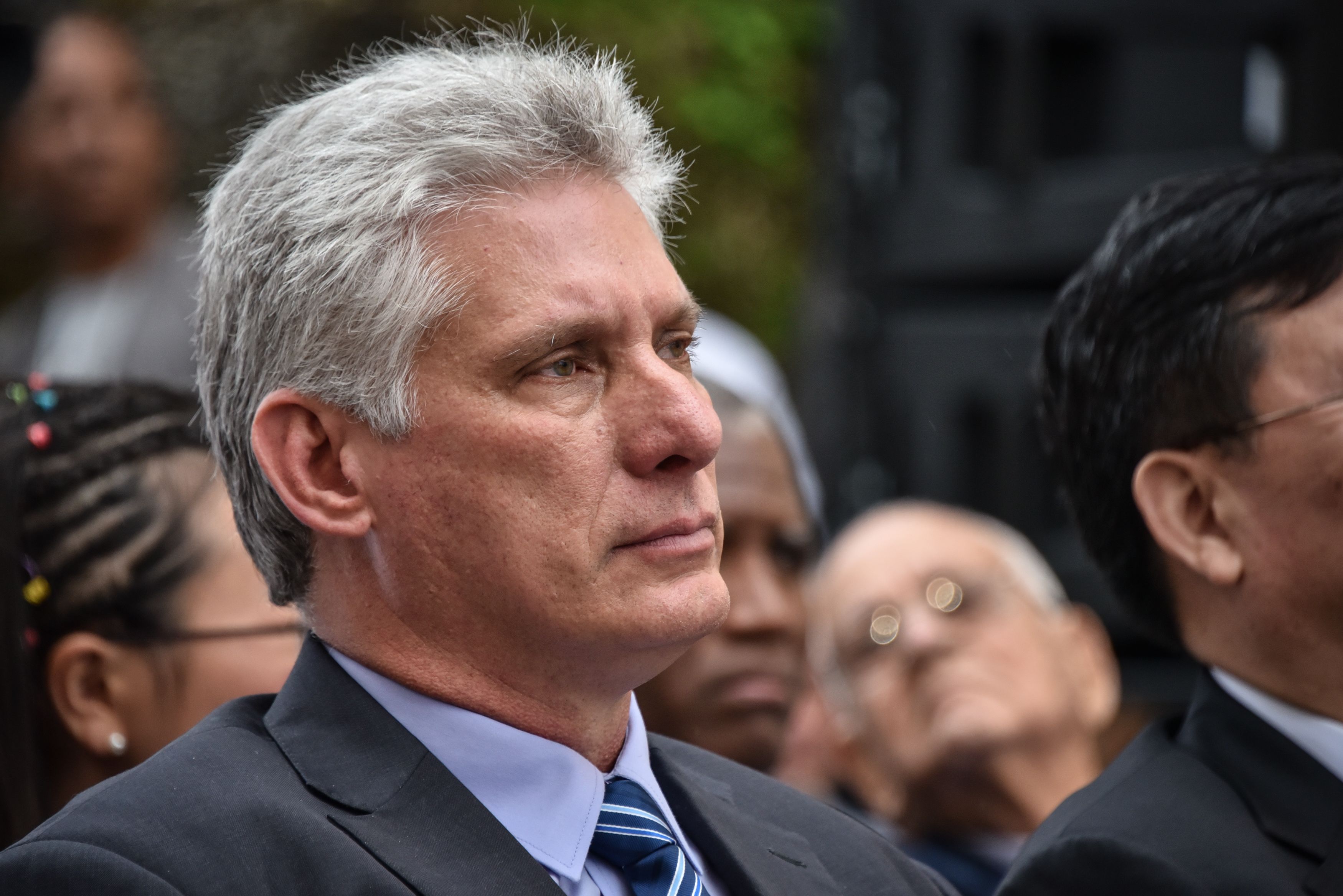 Cuban first Vice-President Miguel Diaz-Canel (R) attends the opening of the XXVII Havana International Book Fair in Havana, on February 1, 2018. The book fair is dedicated to China. / AFP PHOTO / ADALBERTO ROQUE (Photo credit should read ADALBERTO ROQUE/AFP/Getty Images)