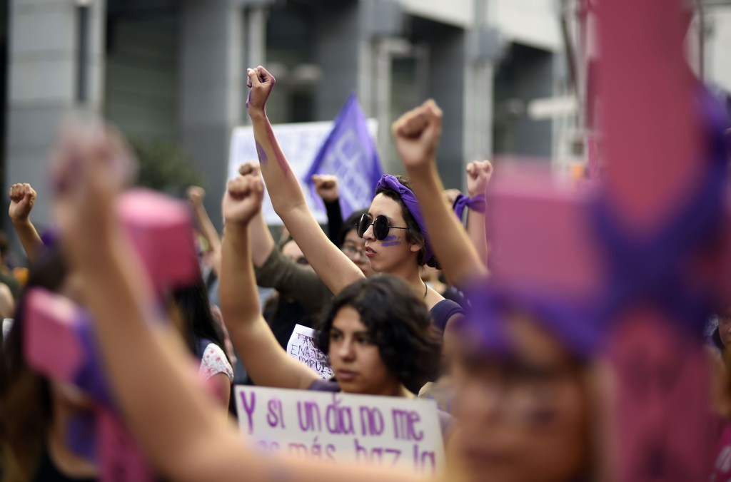 Manifestación por el Día de la Mujer, el 8 de marzo de 2018, en Ciudad de México. (Crédito: ALFREDO ESTRELLA/AFP/Getty Images)