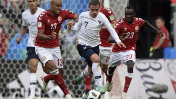 Imagen del partido entre Francia y Dinamarca, que quedó con empate a 0.