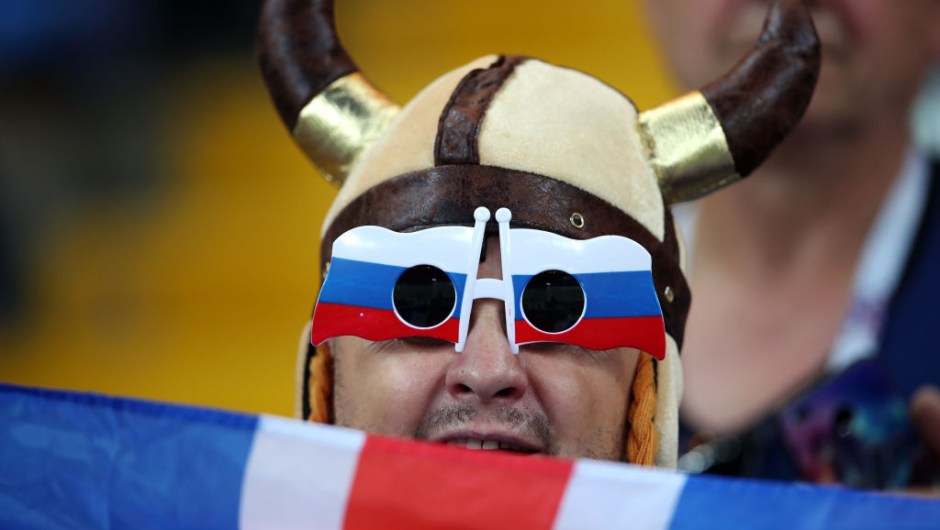 ROSTOV-ON-DON, RUSSIA - JUNE 26: A fan looks on prior to the 2018 FIFA World Cup Russia group D match between Iceland and Croatia at Rostov Arena on June 26, 2018 in Rostov-on-Don, Russia. (Photo by Clive Brunskill/Getty Images)