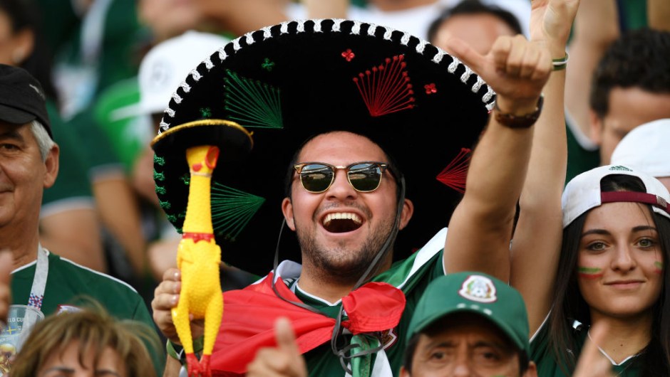 YEKATERINBURG, RUSSIA - JUNE 27: A Mexico fan enjoys the pre match atmosphere prior to the 2018 FIFA World Cup Russia group F match between Mexico and Sweden at Ekaterinburg Arena on June 27, 2018 in Yekaterinburg, Russia. (Photo by Matthias Hangst/Getty Images)