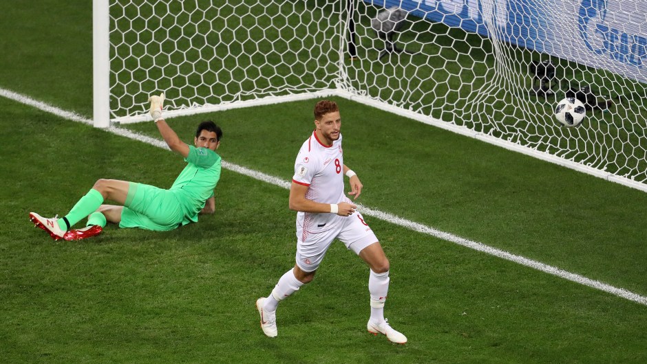Fakhreddine Ben Youssef de Túnez celebra su gol frente a Panamá. (Crédito: Kevin C. Cox/Getty Images)