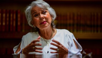 Olga Sánchez durante una entrevista en Ciudad de México en junio de 2018. (Crédito: RONALDO SCHEMIDT/AFP/Getty Images)