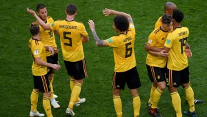Belgium's forward Eden Hazard (2nd-L) celebrates his goal during their Russia 2018 World Cup play-off for third place football match between Belgium and England at the Saint Petersburg Stadium in Saint Petersburg on July 14, 2018. (Photo by OLGA MALTSEVA / AFP) / RESTRICTED TO EDITORIAL USE - NO MOBILE PUSH ALERTS/DOWNLOADS (Photo credit should read OLGA MALTSEVA/AFP/Getty Images)
