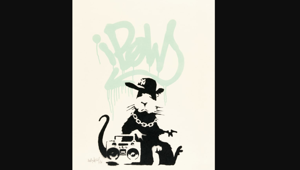 La impresión de "Gangsta Rat" de Banksy. (Crédito: Sotheby's)
