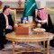 U.S. Secretary of State Mike Pompeo, centre left, talks with Saudi Foreign Minister Adel al-Jubeir, after arriving in Riyadh, Saudi Arabia, Tuesday Oct. 16, 2018. Pompeo arrived Tuesday in Saudi Arabia for high level diplomatic talks over the unexplained disappearance and alleged slaying of Saudi writer Jamal Khashoggi, who vanished two weeks ago during a visit to the Saudi Consulate in Istanbul. (Leah Millis/Pool via AP)