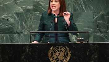 María Fernanda Espinosa Garcés, presidenta de la Asamblea General de la ONU, habla el 25 de septiembre de 2018 en la ciudad de Nueva York. Crédito: John Moore / Getty Images
