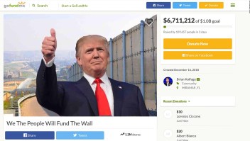 Campaña en GoFundMe recolecta más de US$ 5 millones en tres días para el muro fronterizo