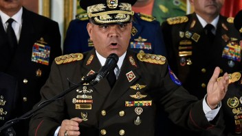 Venezuelan Defense Minister Vladimir Padrino Lopez delivers a press conference in Caracas, along with members of the top military leadership "in support of the constitutional president", Nicolas Maduro on January 24, 2019. - Venezuelan leader Nicolas Maduro prepared to rally his military supporters Thursday as the US and key allies backed a challenge from his leading rival who declared himself "acting president." Padrino Lopez said the military would show "backing for the sovereignty" of Venezuela. (Photo by Luis ROBAYO / AFP) (Photo credit should read LUIS ROBAYO/AFP/Getty Images)