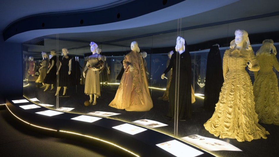 Dresses that belonged to former Argentina's First Lady (1946-1952) Eva Peron (1919-1952), are exhibited at the Evita Museum, in Buenos Aires on May 6, 2019. - May 7th marks the 100th anniversary of Eva Duarte de Peron's (Evita) birth, who was called the "standard-bearer of the humble". (Photo by JUAN MABROMATA / AFP) (Photo credit should read JUAN MABROMATA/AFP/Getty Images)