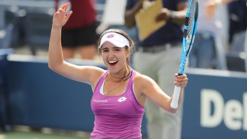 NEW YORK, NEW YORK - SEPTEMBER 08: Maria Camila Osorio Serrano of Colombia celebrates after winning her Junior Girl's Single's final match against Alexandra Yepifanova of United States on day fourteen of the 2019 US Open at the USTA Billie Jean King National Tennis Center on September 08, 2019 in the Queens borough of New York City. (Photo by Elsa/Getty Images)