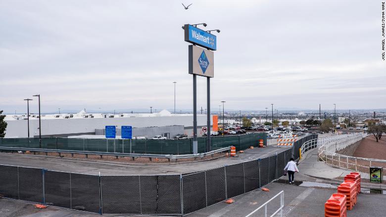 November 12, 2019, El Paso, Texas: Fencing blocks the site where a makeshift memorial existed following the Walmart shooting in El Paso, Texas. The makeshift memorial was moved to a nearby park in preparation of the store's reopening later this week. (Credit Image: ?? Joel Angel Juarez/ZUMA Wire)