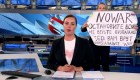 Protesta contra la invasión a Ucrania en televisión rusa